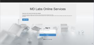 MD Labs Online Services login page